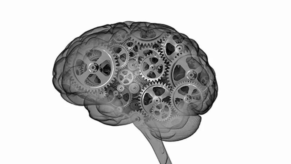 Illustration: Brain with cogwheels