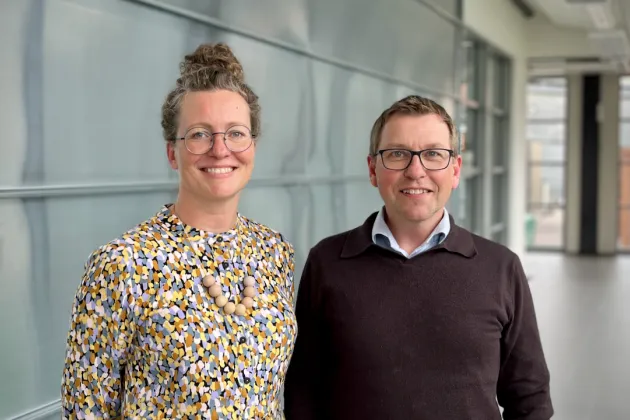 Marie Jönsson, grant manager Stem Cell Center and Mattias Magnusson, director of RAMP-UP at the Lund Research School in Stem Cell Biology and group leader at the Stem Cell Center. Photo: Alexis Bento Luis