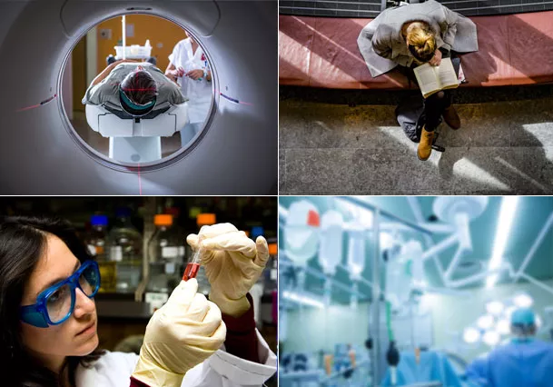 Various images from medical research. Photo collage.